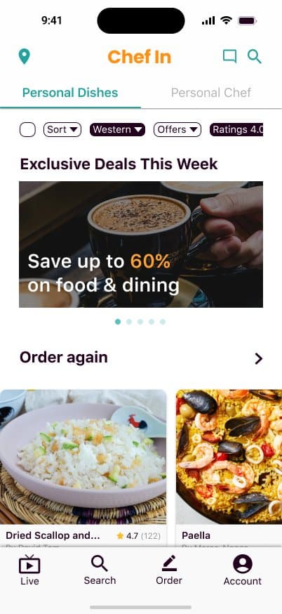 Chef In home screen